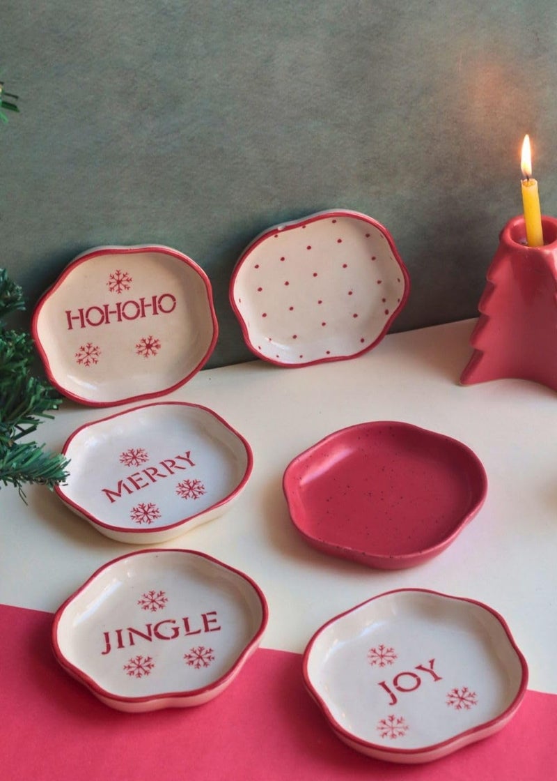 WEAVING HOMES Set of 6 Treat Dessert Plate Ceramic Plates to Serving Plates Kitchenware Plates Handmade Plates Microwave Safe - Image 2
