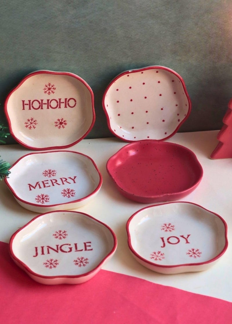 WEAVING HOMES Set of 6 Treat Dessert Plate Ceramic Plates to Serving Plates Kitchenware Plates Handmade Plates Microwave Safe - Image 1