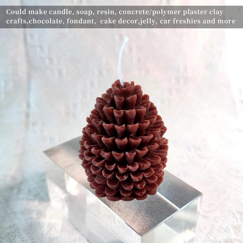 japleed 2Pcs 3D Pine Cone Candle Molds Silicone Resin Candle Mold Christmas Pinecone Candle Soap Beeswax Fondant Chocolate Mould for Epoxy Resin Concrete DIY Gift Ornament Mold Autumn Table Home Decor - Image 4