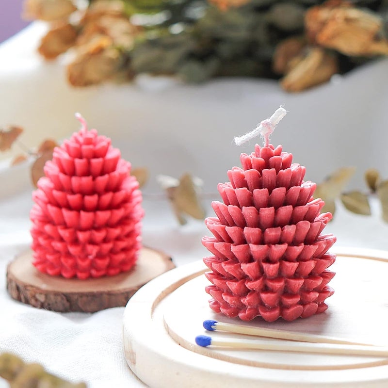 japleed 2Pcs 3D Pine Cone Candle Molds Silicone Resin Candle Mold Christmas Pinecone Candle Soap Beeswax Fondant Chocolate Mould for Epoxy Resin Concrete DIY Gift Ornament Mold Autumn Table Home Decor - Image 5