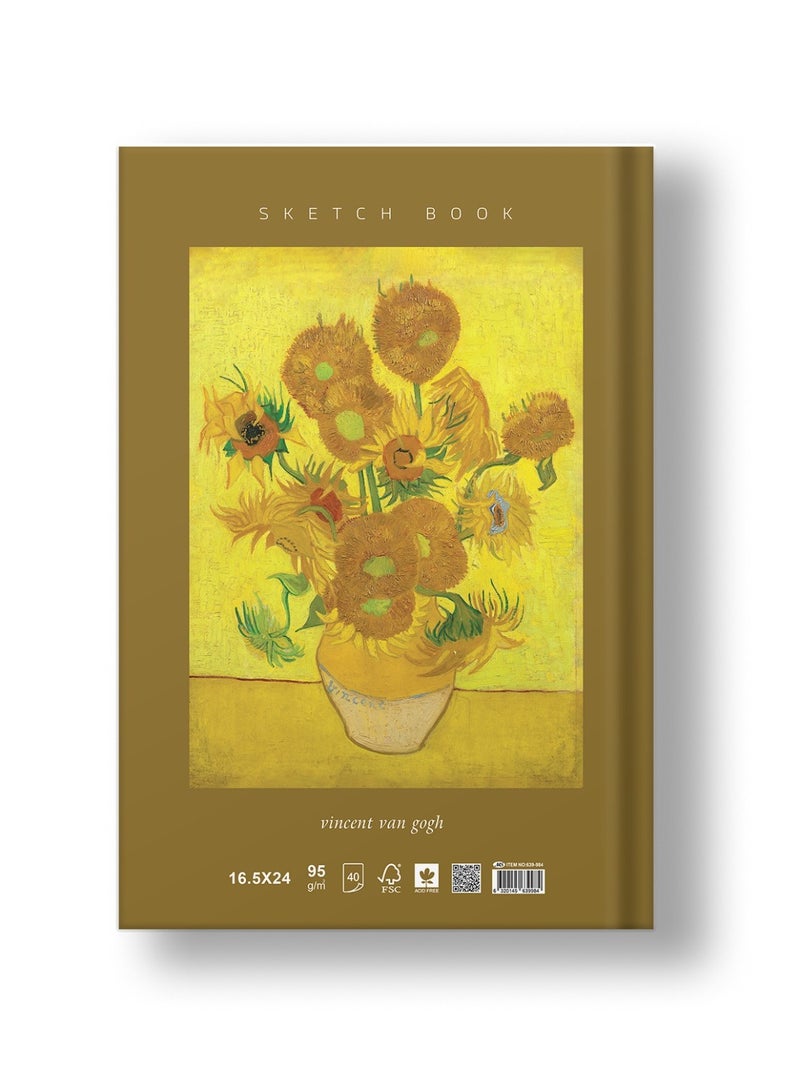 Smart Vincent Van Gogh High Quality Sketchbook 40 Light cream Sheets Size 24x16.50cm 95gm For Drawing, Art - Multi Color - By Smart  - Image 2