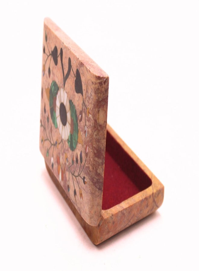 SANDSTERS VR SOURCING Inlaid with Floral Pattern Decorative Box Rectangle Marble Jewelry Oragnizer for Dressing Table Decor - Image 3