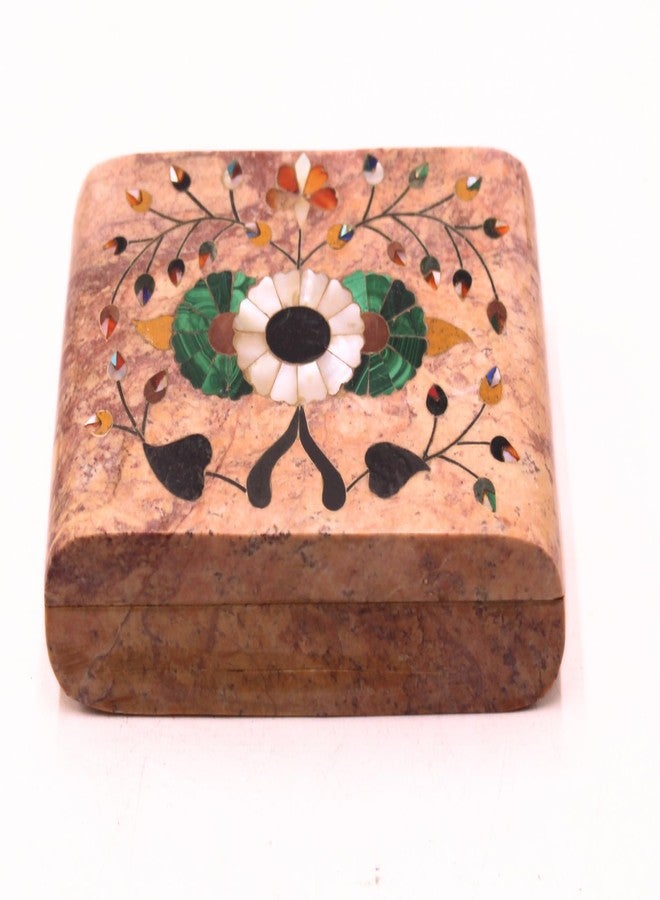 SANDSTERS VR SOURCING Inlaid with Floral Pattern Decorative Box Rectangle Marble Jewelry Oragnizer for Dressing Table Decor - Image 5