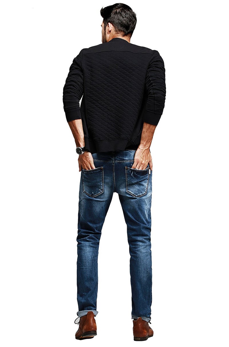 fanideaz Relaxed Fit Blend Branded Bomber Jacket Neck Zipper Standard Length Jacket For Men_Black_2Xl - Image 4
