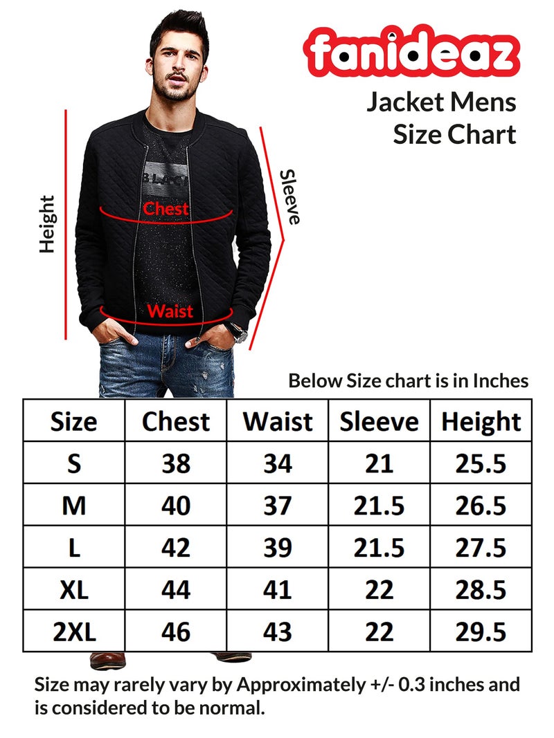 fanideaz Relaxed Fit Blend Branded Bomber Jacket Neck Zipper Standard Length Jacket For Men_Black_2Xl - Image 5