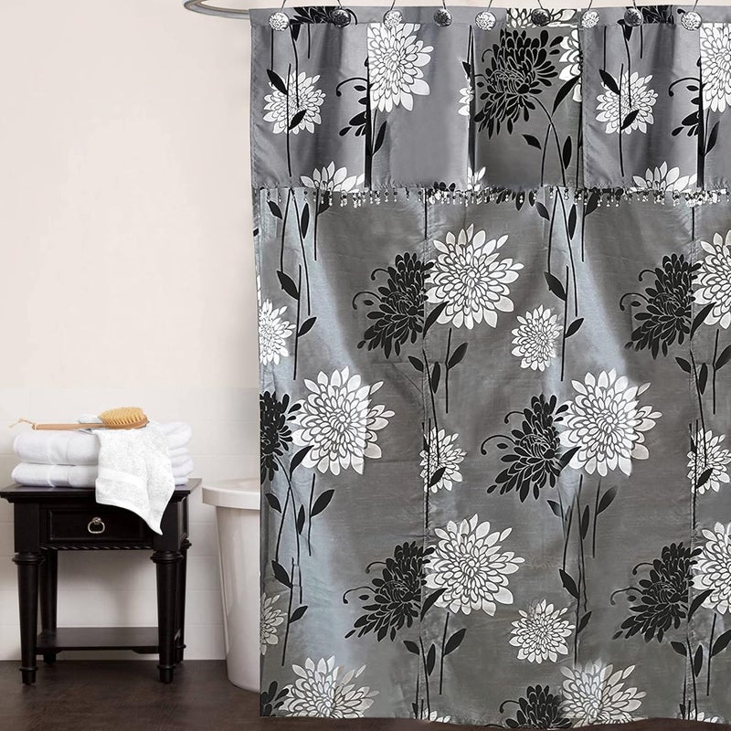 Popular Bath Popular Home The Erica Collection W-ATT VAL Shower Curtain, 70 by 72", Grey - Image 1