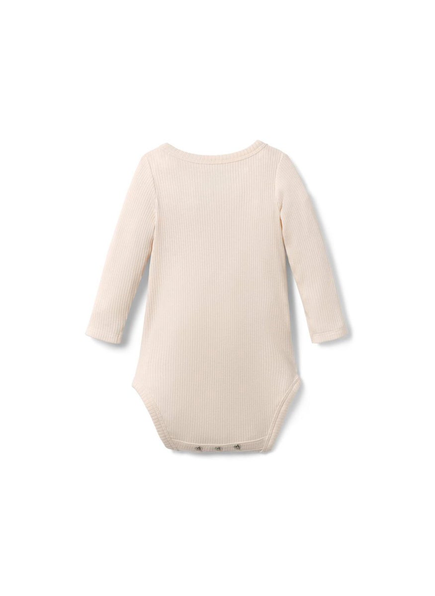Tchibo Toddlers Boy Ribbed Long Sleeve Bodysuits, Cream  - Image 3