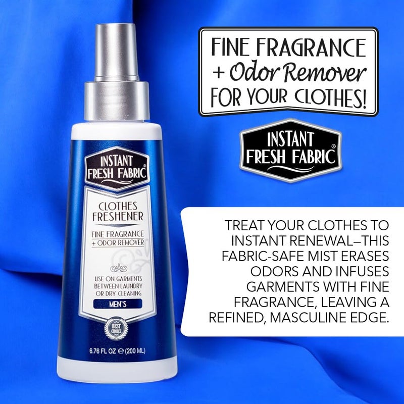Premium CLOTHES FRESHENER for Men Fabric Spray Keeps Clothes Fresh, Odor Remover Fabric Refresher Spray Extends Garment Life, Linen Spray for Bedding Eco-Friendly, 6.76 oz - INSTANT FRESH FABRIC - Image 2