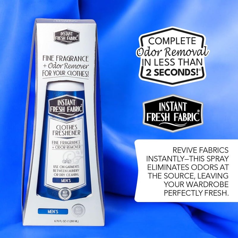 Premium CLOTHES FRESHENER for Men Fabric Spray Keeps Clothes Fresh, Odor Remover Fabric Refresher Spray Extends Garment Life, Linen Spray for Bedding Eco-Friendly, 6.76 oz - INSTANT FRESH FABRIC - Image 3