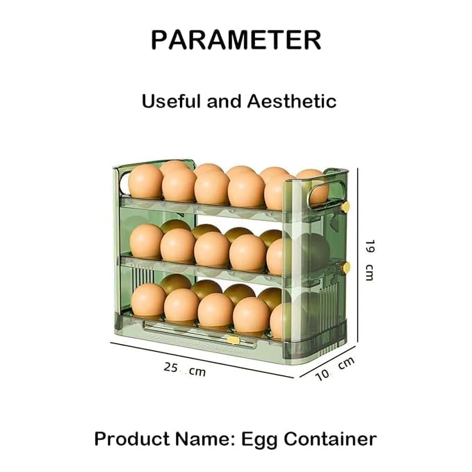 JAMBUVANTI 3Layer Flip Fridge Egg Storage Space Saving Refrigerator Egg Organizer Multicolor - Image 2