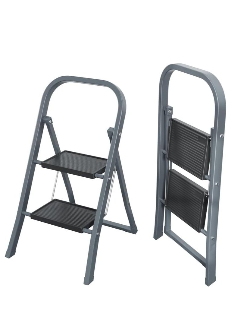 EASYSPEED Escalera Plegable,Escalera 2 Peldaños,Antideslizante Escaleras Puede Soportar 150 kg,Acero Inoxidable Escalera Ligera y Portátil,Ideal para La... - Image 2