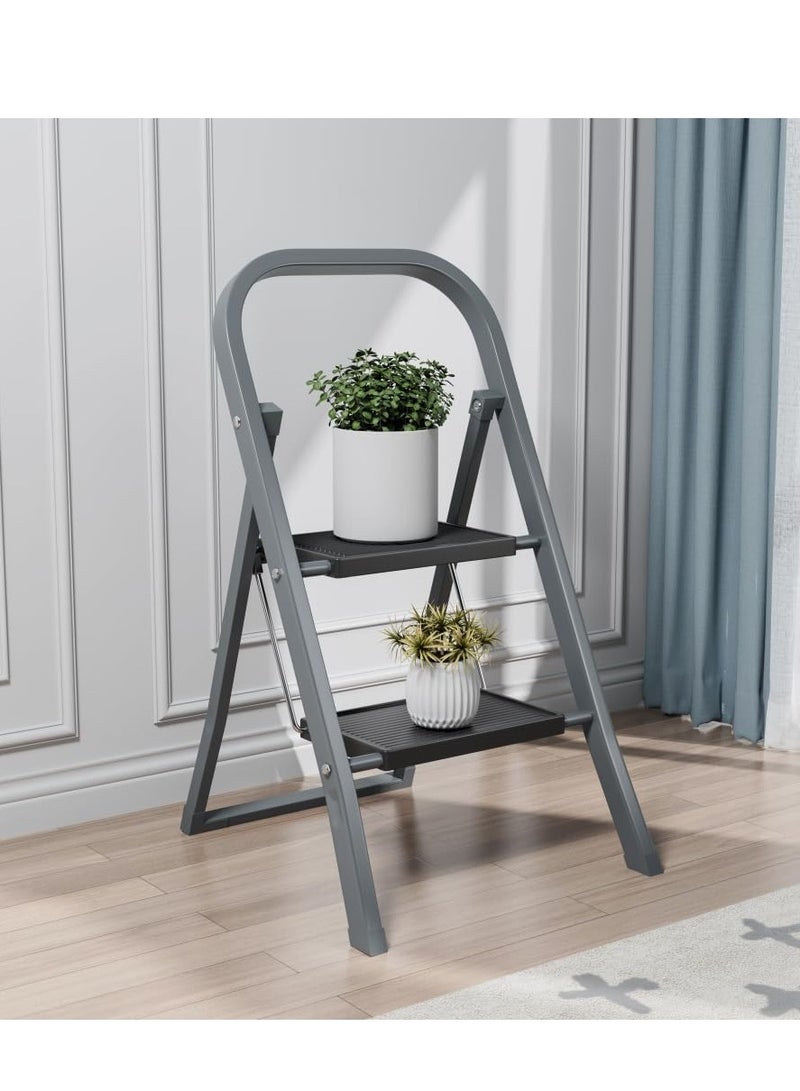 EASYSPEED Escalera Plegable,Escalera 2 Peldaños,Antideslizante Escaleras Puede Soportar 150 kg,Acero Inoxidable Escalera Ligera y Portátil,Ideal para La... - Image 4