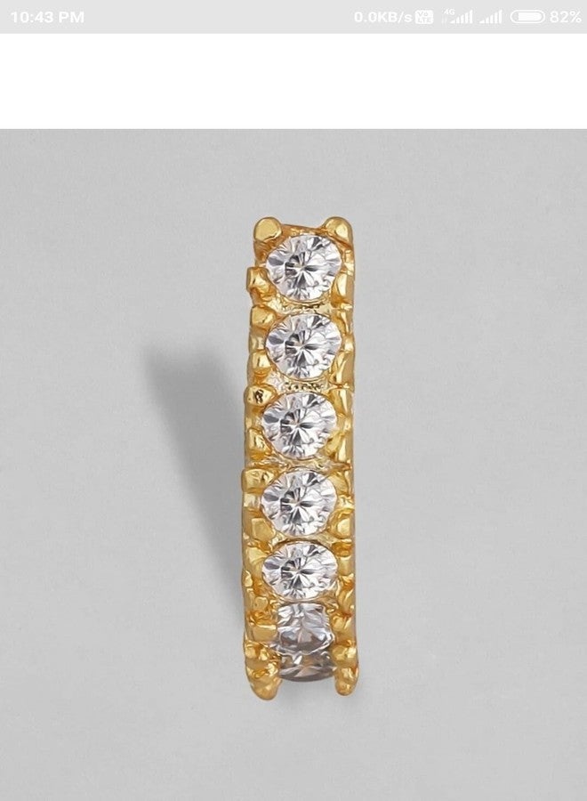 RENU CREATION House Of Common Diamond Gold-Plated Plated Metal, Alloy, Brass, Tungsten Nose Ring Gold::White - Image 3