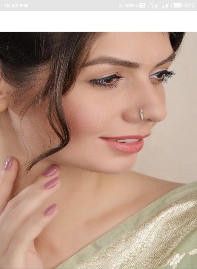 RENU CREATION House Of Common Diamond Gold-Plated Plated Metal, Alloy, Brass, Tungsten Nose Ring Gold::White - Image 1