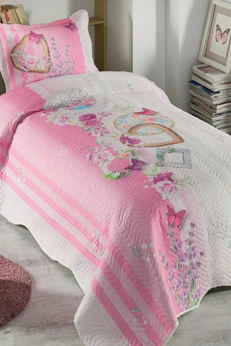 Favora My Cover Defne Single Quilted Bedspread Set - Dark Pink