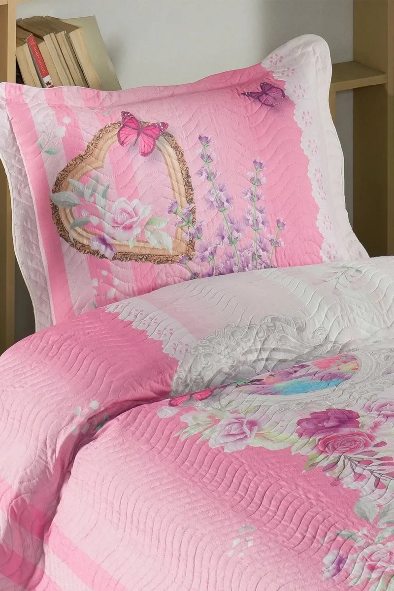Favora My Cover Defne Single Quilted Bedspread Set - Dark Pink