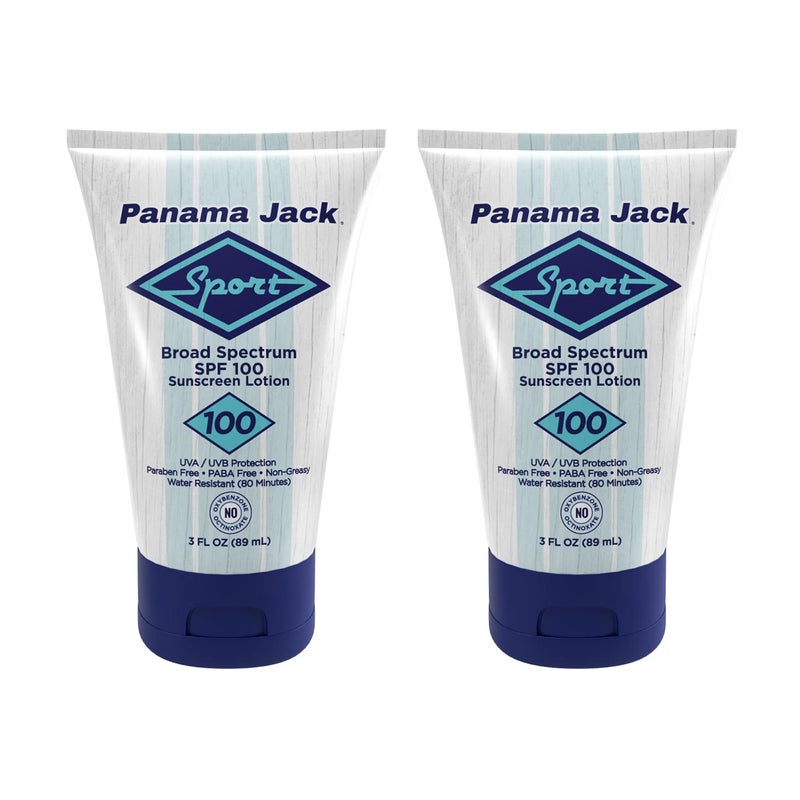 Panama Jack Sport Sunscreen Lotion - SPF 100, Broad Spectrum UVA/UVB Protection, Non-Greasy, PABA, Paraben, Gluten & Cruelty Free, 3 FL OZ (Pack of 2) - Image 1