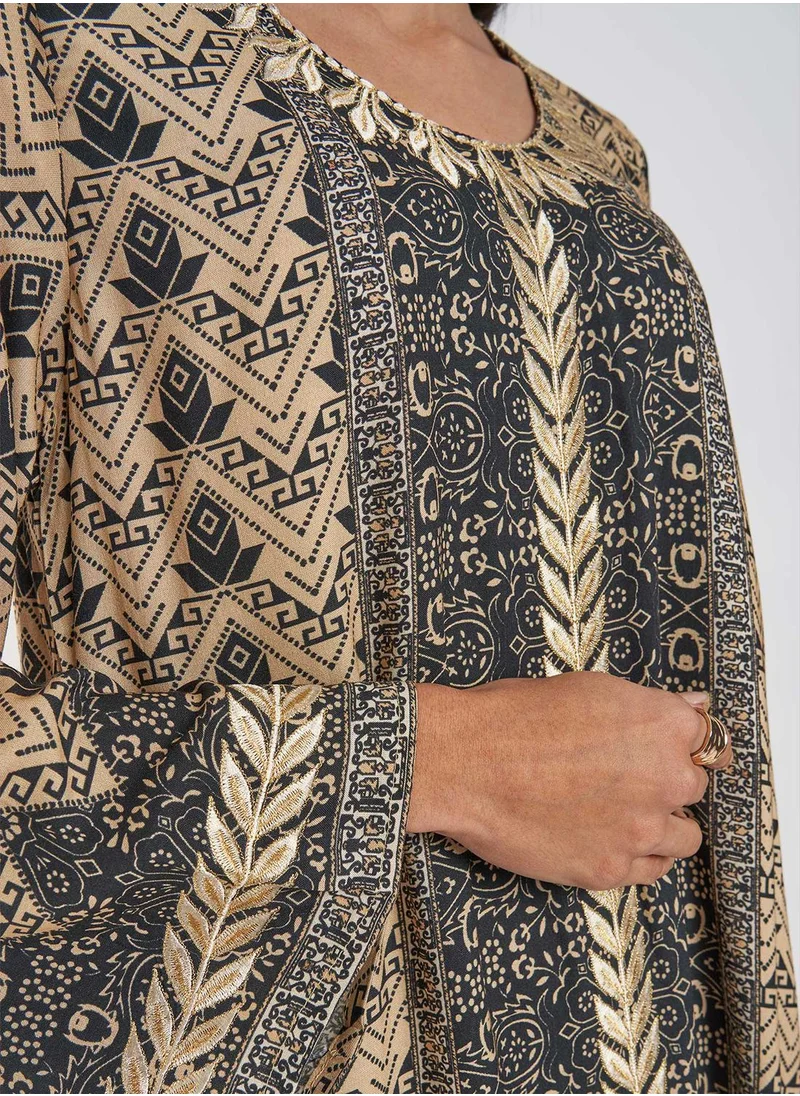 KASHKHA Placement Digital Printed Jalabiya