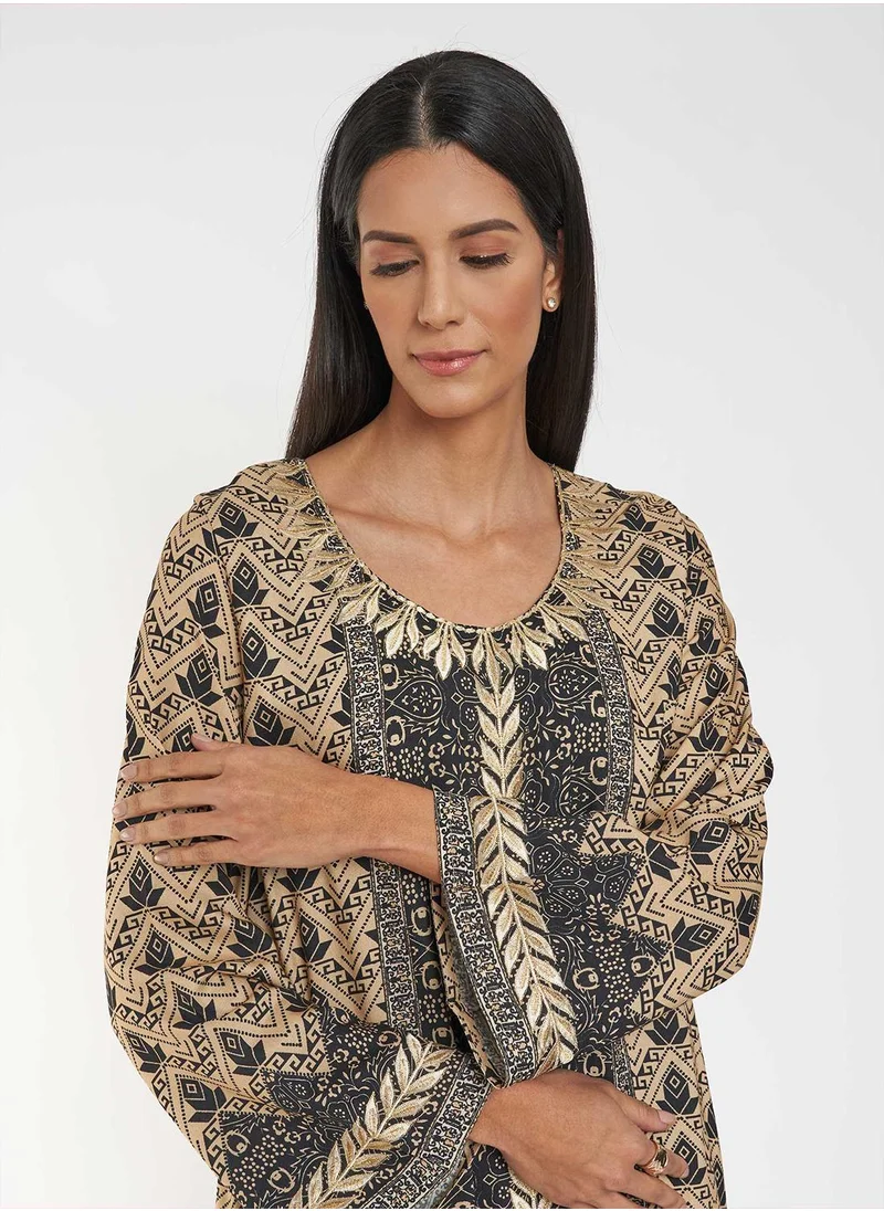 KASHKHA Placement Digital Printed Jalabiya