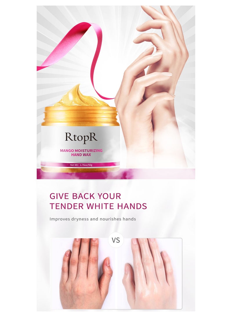 RtopR Mango Tear Hand Wax Whitening Skin Hand Mask Repair Exfoliating Callus Film Anti-aging Hand Cream 50g - Image 3