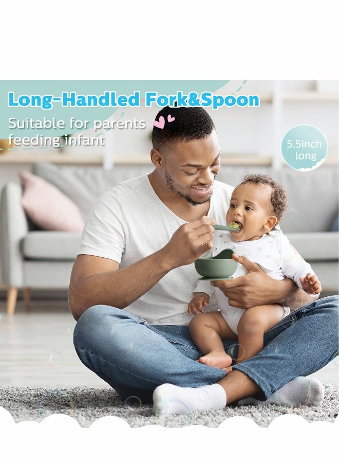 Baby Utensils, 6 Pieces Silicone Baby Feeding Forks and Spoons Set, Hot Safety First Stage Self Feeding Supplies Mini Kids Utensils for Over 6 Months Babies Boy Girl Toddlers First Stage - Image 3