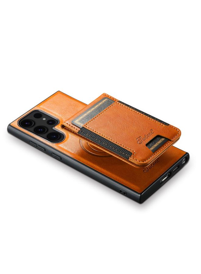 Suteni Case For Samsung Galaxy S24 Ultra 5G H17 Oil Eax Leather MagSafe Detachable Wallet Phone Case - Image 5