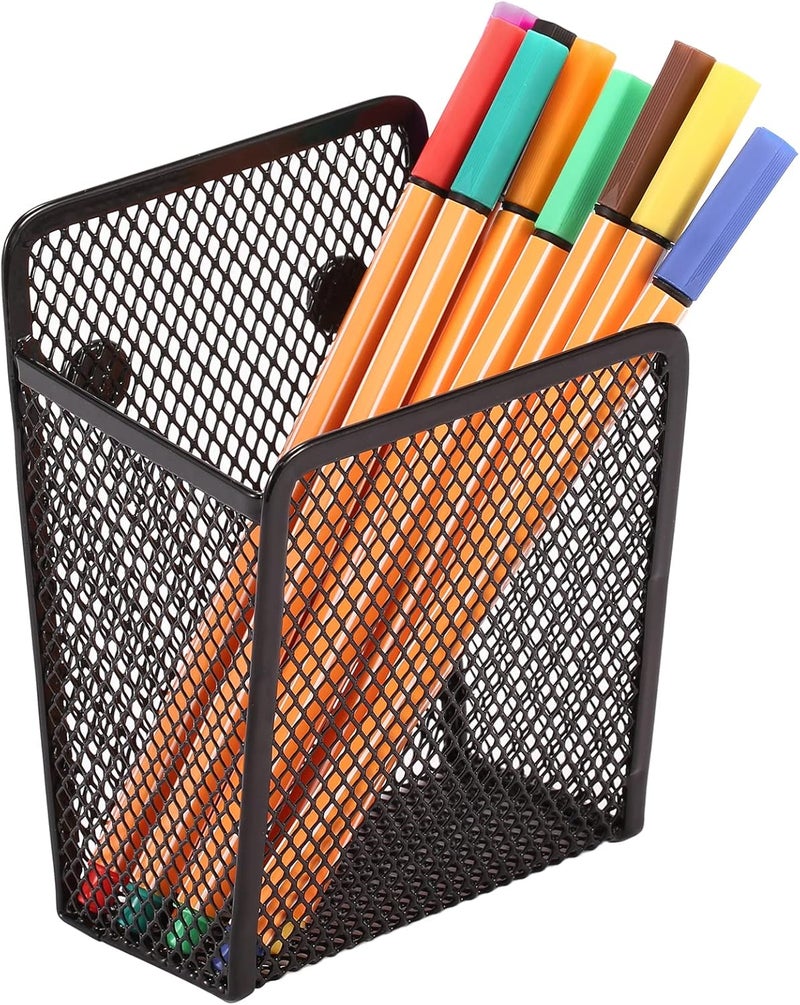 zeyce Magnetic Pencil Holder,Mesh Stainless Steel Pen Basket, Metal Writing Utensil Storage Organizer for Whiteboard,Blackboard,Kitchen, Locker, Home, or Office - Image 1