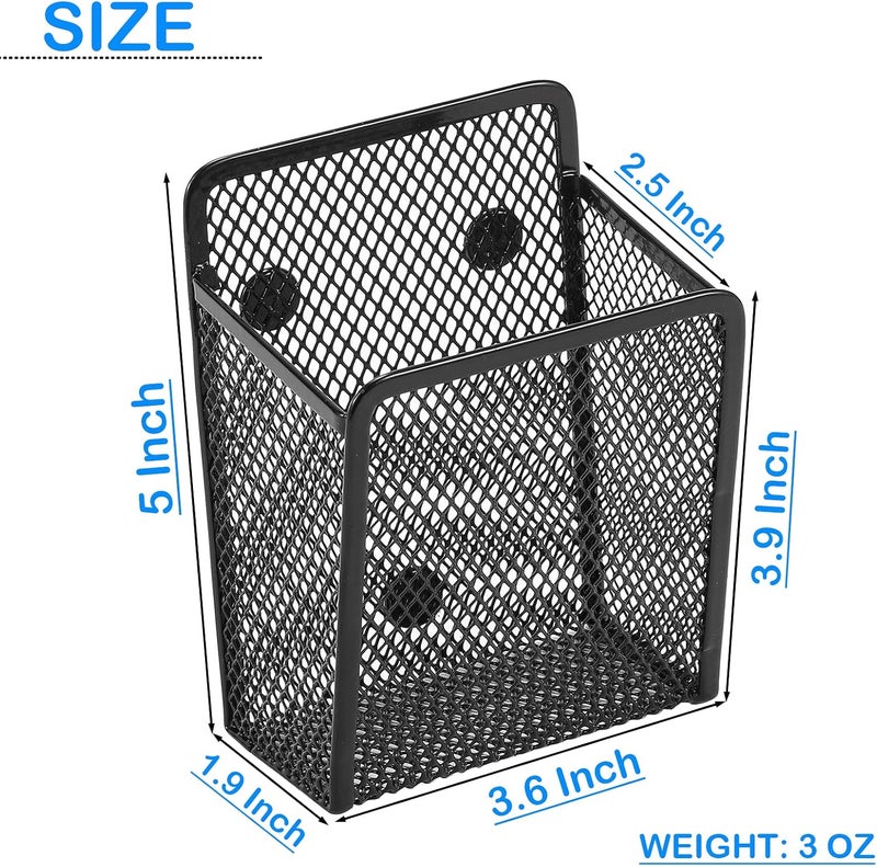 zeyce Magnetic Pencil Holder,Mesh Stainless Steel Pen Basket, Metal Writing Utensil Storage Organizer for Whiteboard,Blackboard,Kitchen, Locker, Home, or Office - Image 2