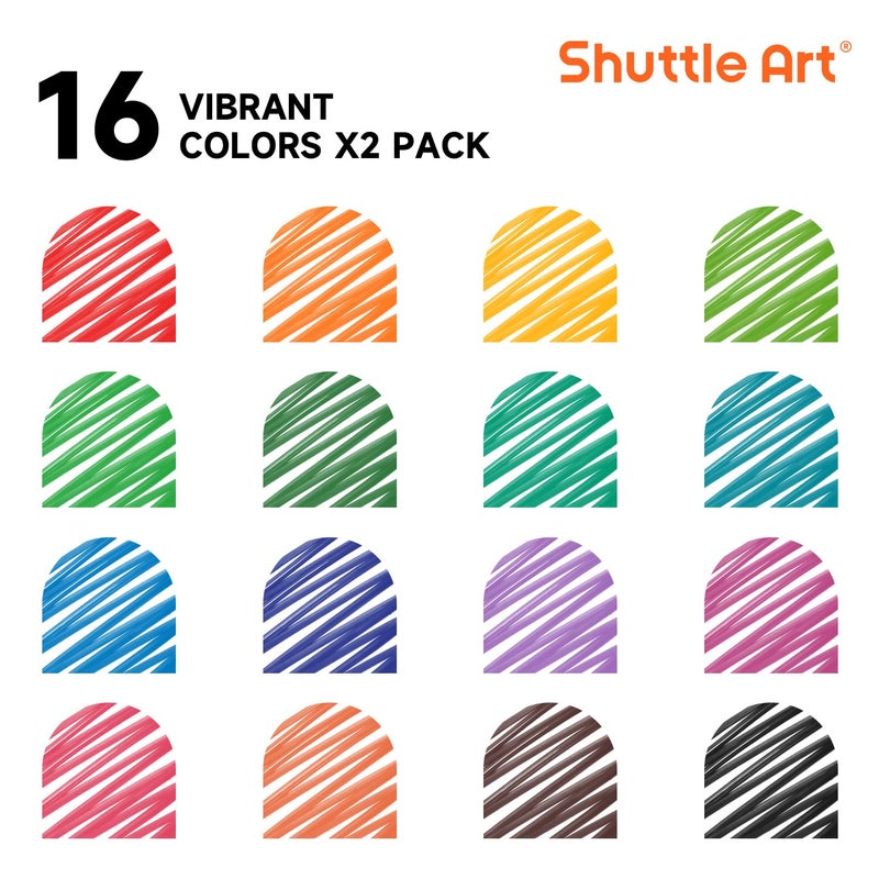 Shuttle Art Dry Erase Markers, 32 Pack 16 Colors Whiteboard Markers,Fine Tip Dry Erase Markers for Kids,Perfect For Writing on Whiteboards,Dry-Erase Boards,Mirrors,Calender,School Office Supplies - Image 3