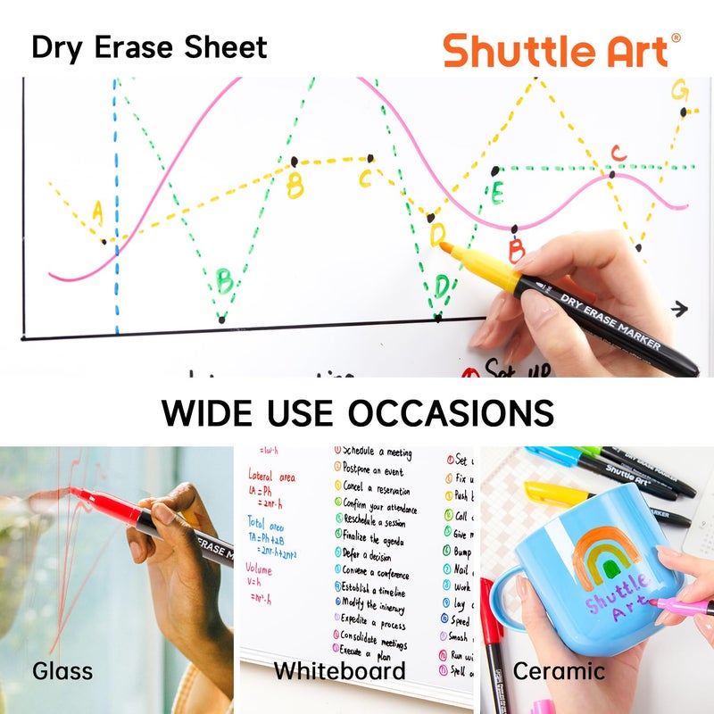 Shuttle Art Dry Erase Markers, 32 Pack 16 Colors Whiteboard Markers,Fine Tip Dry Erase Markers for Kids,Perfect For Writing on Whiteboards,Dry-Erase Boards,Mirrors,Calender,School Office Supplies - Image 5