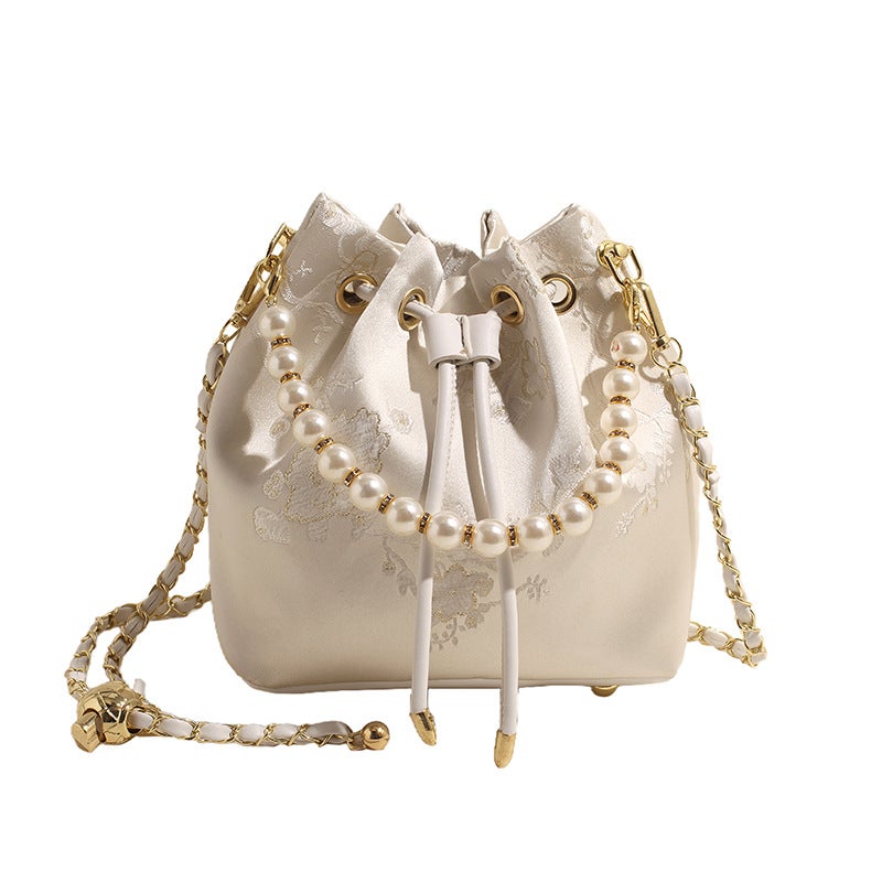 New Chinese Embroidered Bucket Small Fragrant Style Pearl Chain National Style Portable Hanfu Southeast Asia Shoulder Crossbody Bag - Image 1