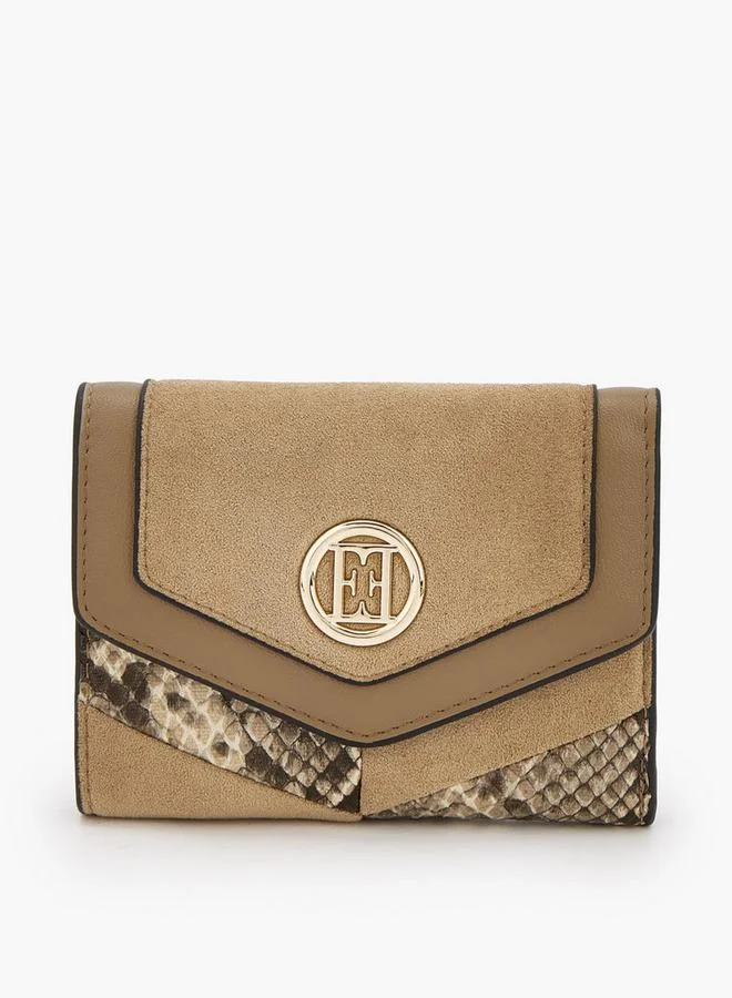 Elle Textured Tri-Fold Wallet With Button Closure