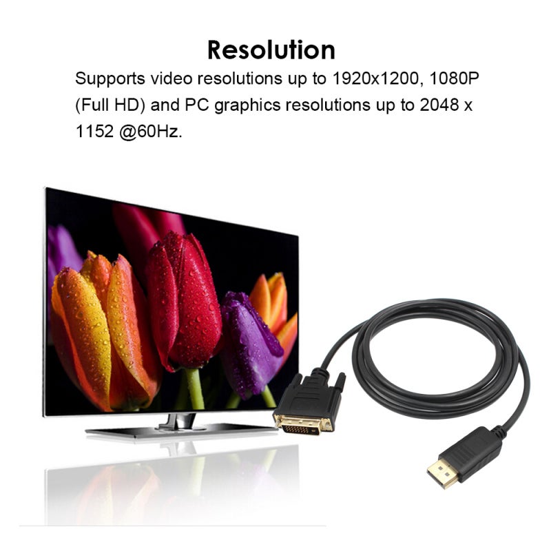 DP to DVI Adapter Male to Male 1080P DisplayPort Display Port to DVI Cable - Gold-Plated Connectors Lossless Signal for Monitor Projector Displays - Image 4