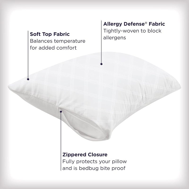Aller-Ease Ultimate Protection & Comfort Temperature Balancing Pillow Protector – Zippered, Antimicrobial, Allergist Recommended Prevent Collection of Dust Mites and Allergens, Queen-2 Pack, White - Image 1