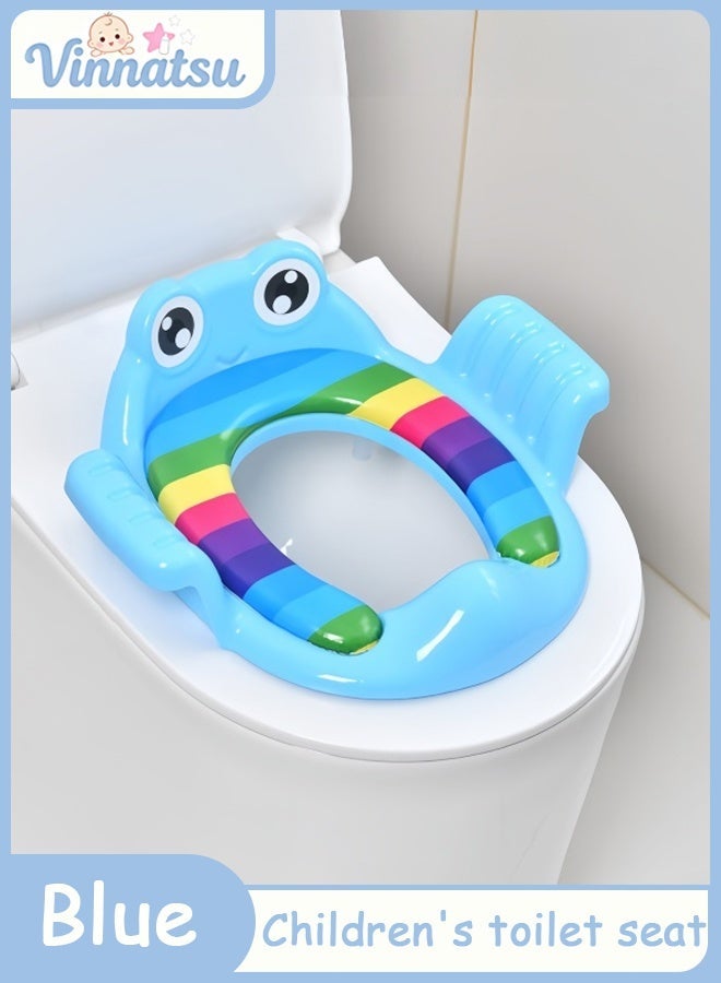 ضغط فين كرسي مرحاض محمول ومريح للأطفال مع قاعدة قابلة للتعديل، مناسب لمختلف المراحيض، تصميم قابل للتعليق، أزرق - Image 1