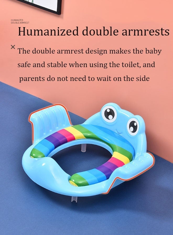 ضغط فين كرسي مرحاض محمول ومريح للأطفال مع قاعدة قابلة للتعديل، مناسب لمختلف المراحيض، تصميم قابل للتعليق، أزرق - Image 3