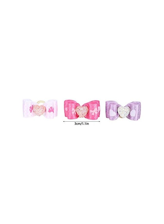 general 15 Pcs Pet Multicolour Hair Bow Bow Fashion Gradient Pet Grooming Products Poly with Rubber Ribs Fabric for Cats Medium Small Dogs - Image 2