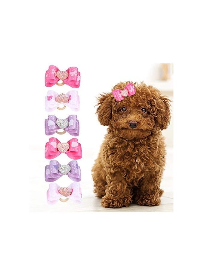 general 15 Pcs Pet Multicolour Hair Bow Bow Fashion Gradient Pet Grooming Products Poly with Rubber Ribs Fabric for Cats Medium Small Dogs - Image 4