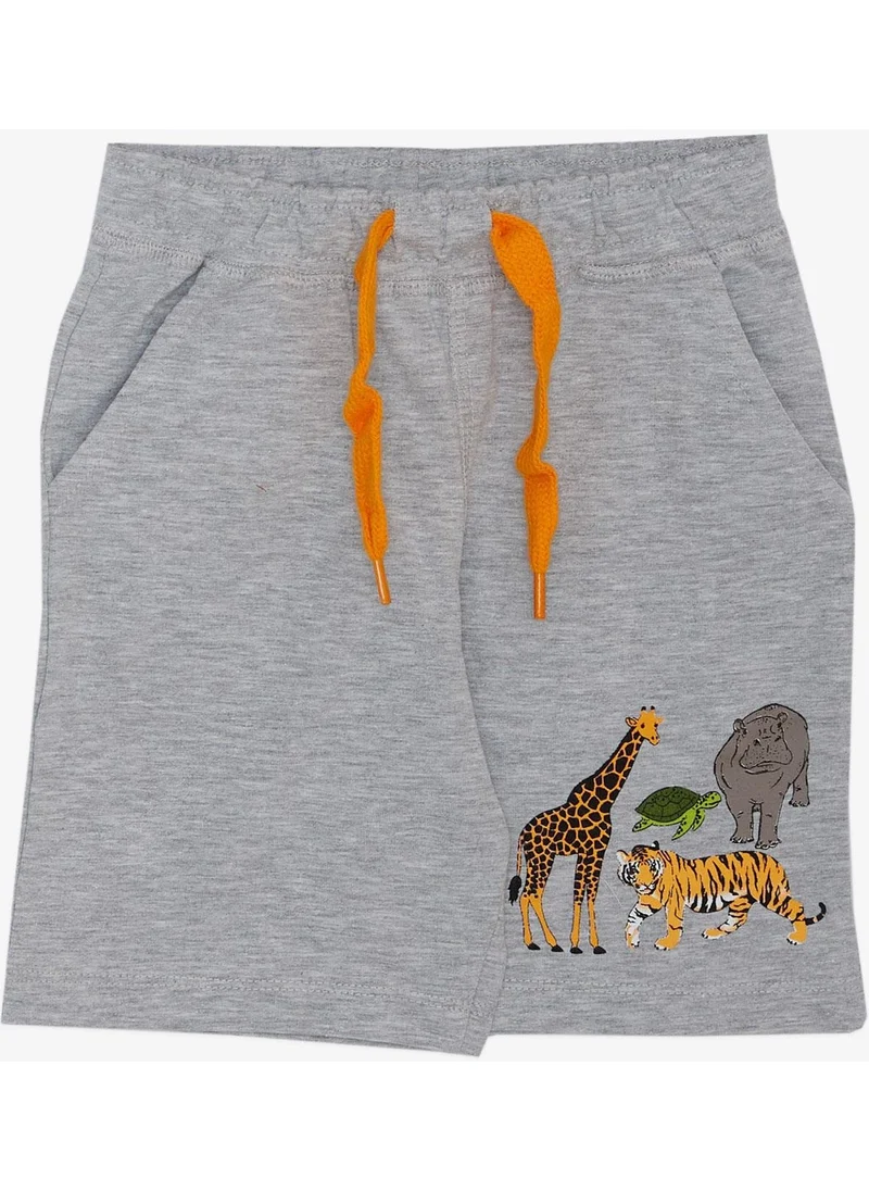 Breeze Boy's Suit Shorts with Strong Animals Pattern 1.5-5 Years, Gray Melange