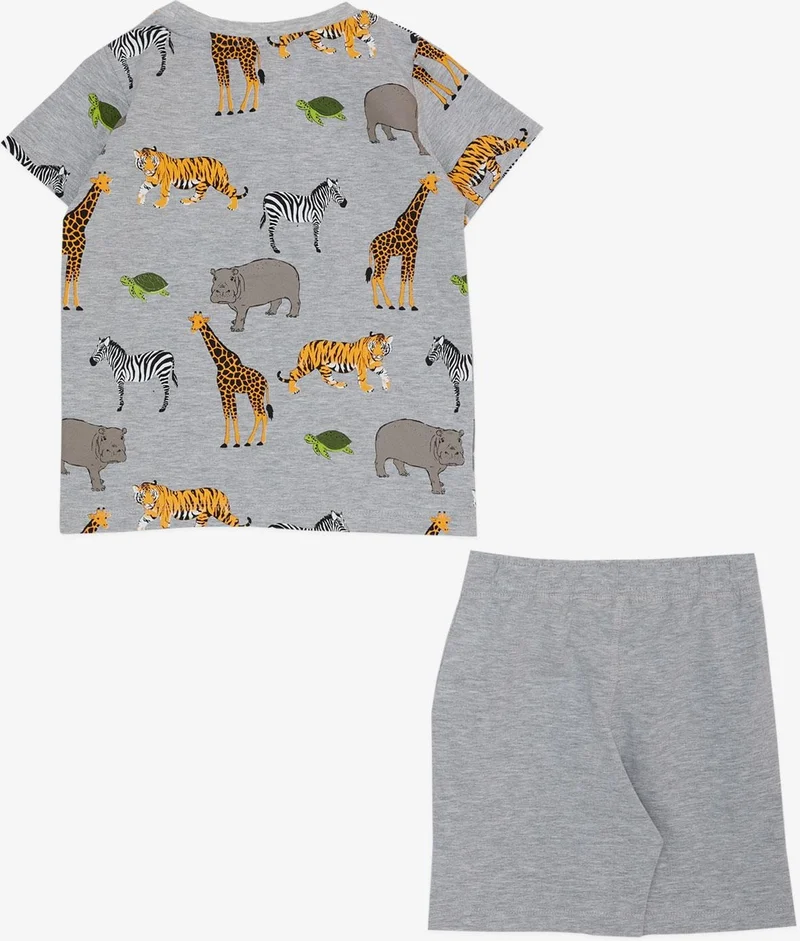 بريز Boy's Suit Shorts with Strong Animals Pattern 1.5-5 Years, Gray Melange