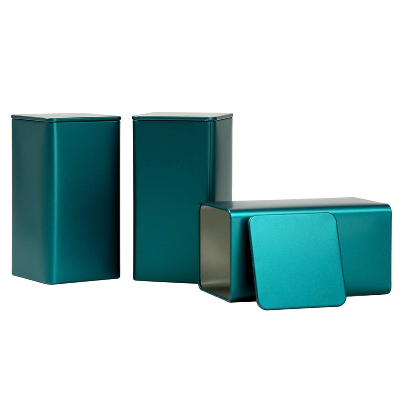 Tianhui Square Tin Can Empty Cube Steel Box Storage Container kit 65mm Series for Treats Gifts Favors Loose Tea Coffee and Crafts Emerald Green 3L