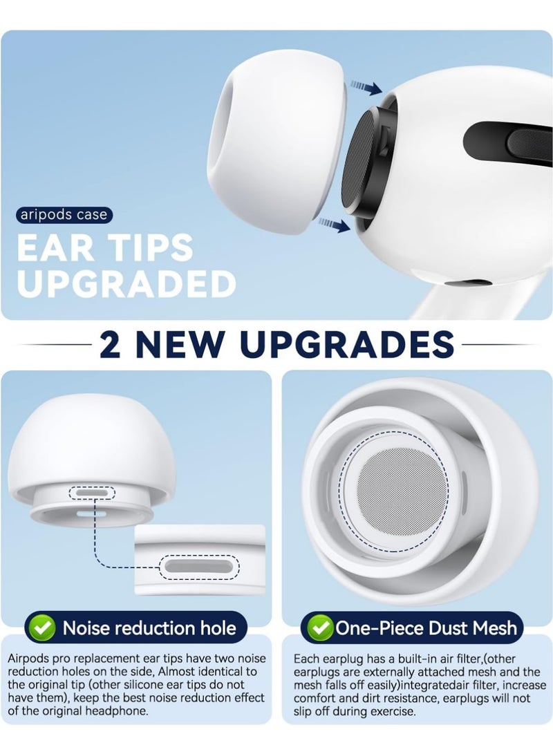 X-level 4 Pairs Replacement Ear Tips for AirPods Pro 2nd/1st Generation,Noise Reduction Holewith & Built-in dust Guard Screen,with Cleaner Pen Silicone Ear Tips (XS/S/M/L) - Image 5