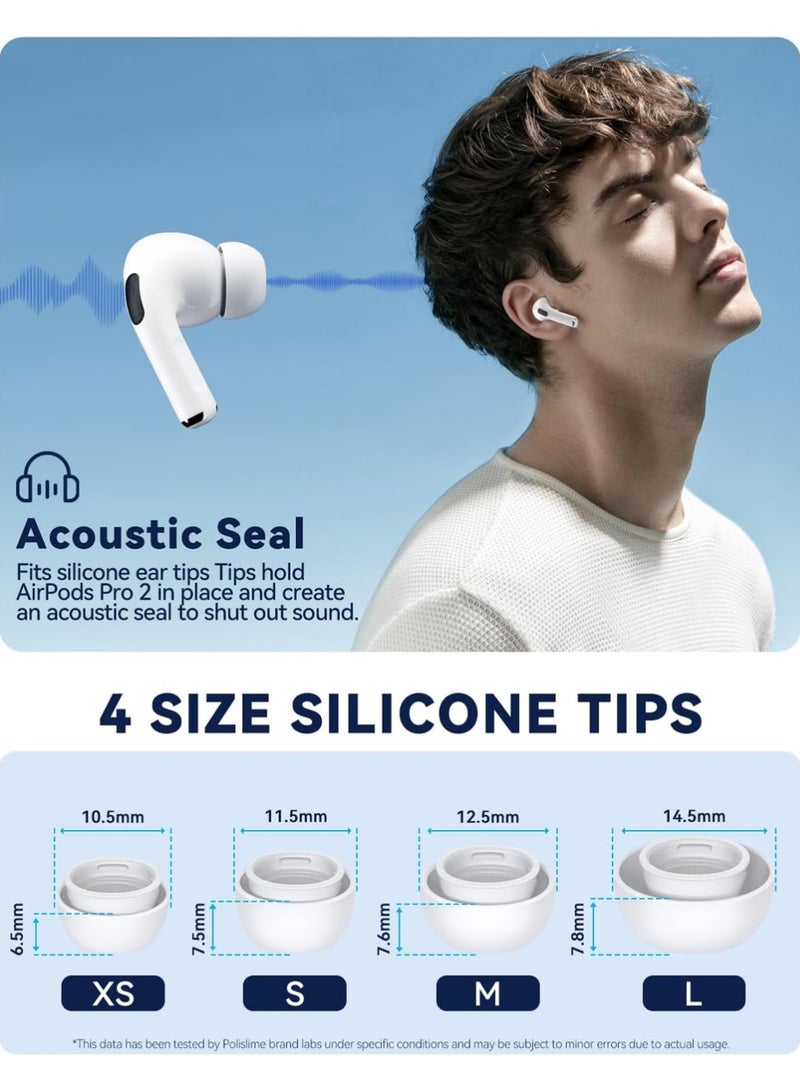 X-level 4 Pairs Replacement Ear Tips for AirPods Pro 2nd/1st Generation,Noise Reduction Holewith & Built-in dust Guard Screen,with Cleaner Pen Silicone Ear Tips (XS/S/M/L) - Image 3