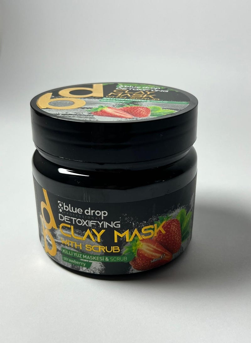 بلو دروب مقشر كلاي ماسك مع السكراب بالفراوله للوجه والجسم وماسك 480مل مناسب للبشرة الجافة - Image 1