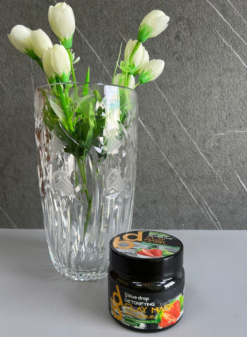 بلو دروب مقشر كلاي ماسك مع السكراب بالفراوله للوجه والجسم وماسك 480مل مناسب للبشرة الجافة - Image 2