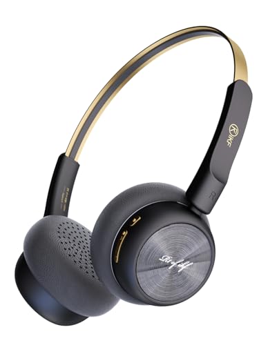 iKF-R1 Retro Headphones Bluetooth 5.4 Hi-Fi Sound Custom EQ via App 60H Playtime Comfortable Fit Multipoint Connection Lightweight Vintage Headphones (Black Gold) - Image 1