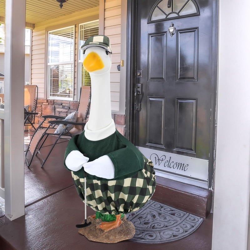 Arrowbash Golfer Goose Outfit Teeing Off Porch Yard Golfer Costume Clothes Fit for 23" Goose with Golf Clubs and Pins for Lawn Decor Outdoor Garden Patio Statue Art - Image 4