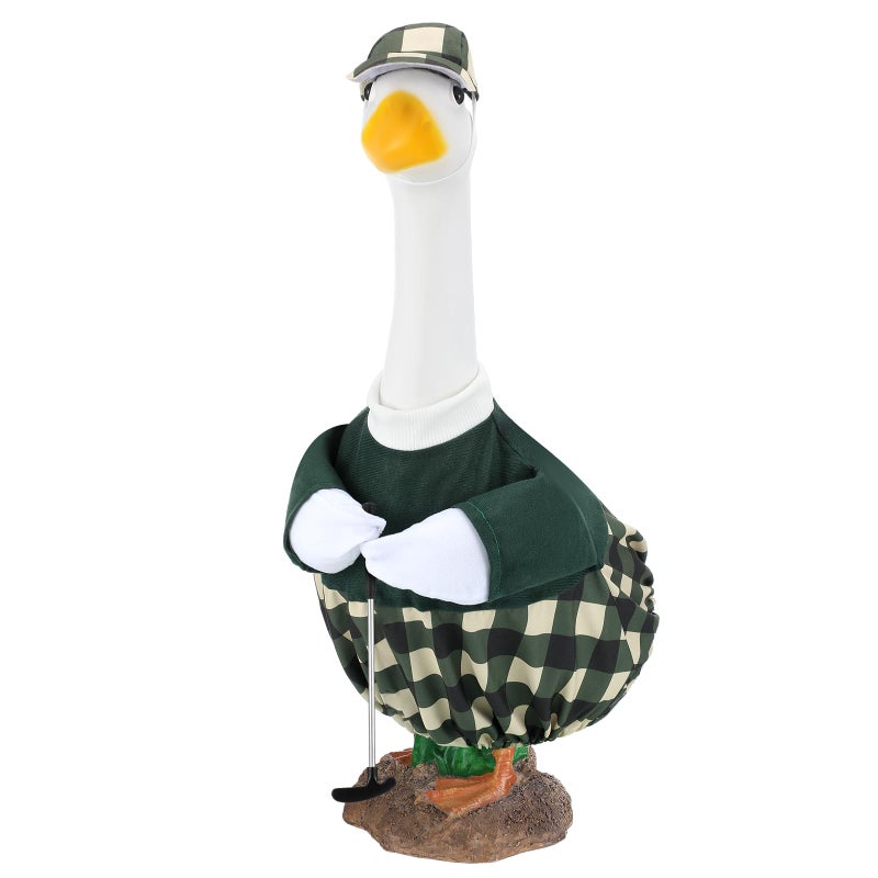 Arrowbash Golfer Goose Outfit Teeing Off Porch Yard Golfer Costume Clothes Fit for 23" Goose with Golf Clubs and Pins for Lawn Decor Outdoor Garden Patio Statue Art - Image 1