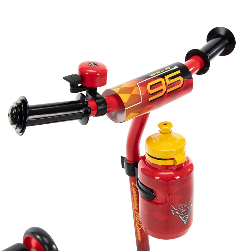 Huffy سكوتر هافي ديزني بيكسار كارس لمرحلة ما قبل المدرسة مع أضواء، جرس، وزجاجة ماء، أحمر سوبرهيرو - Image 4