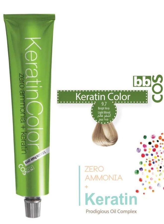 bbcos 100% Ammonia-Free Keratin infused Beige Very Light Blonde Hair Color 100 ml 9.7 